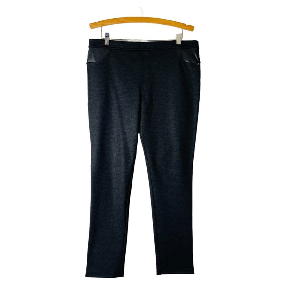 DKNY black faux leather stretchy high waisted skinny ankle pants XL